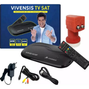 Kit Receptor Digital Vx10 5g Ku Vivensis + Lnbf Duplo Preto 127/220v