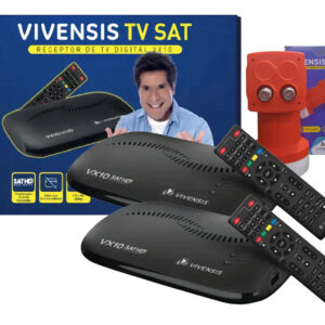 Kit 2 Receptores Digitais Ku Vivensis Vx10 + Lnbf Duplo Full Hd 1080p Preto 127/220v