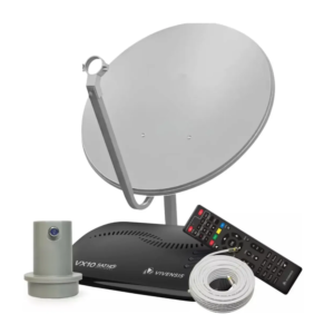 KIT RECEPTOR VIVENSIS + ANTENA 60CM + LNBF SIMPLES + CABO 20M + CONECTOR
